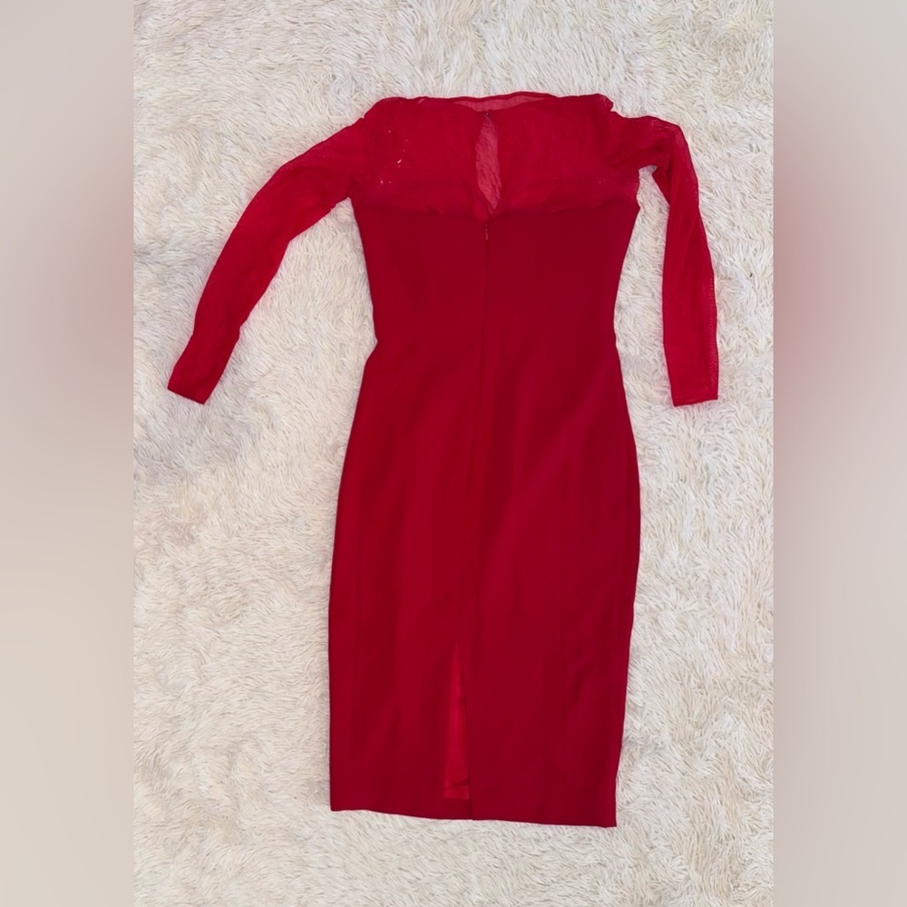 NWOT HOUSE OF CB Darcy Scarlet Plunge Midi Dress NWOT size S - Picture 7 of 11